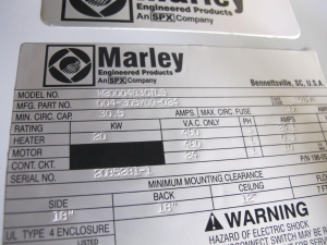 LOT TO INCLUDE: (1) MARLEY ENGINEERED PRODUCTS, PORTABLE HEATER/BLOWER, MODEL #W2000483CTL, (1) FOSTORIA HEAT WAVE 30 PORTABLE HEATER, 3 PHASE, 480 V, 60 HZ. LOADING & HANDLING FEE $15-4087